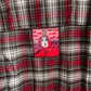 Red Two of Wands Plaid Button Up